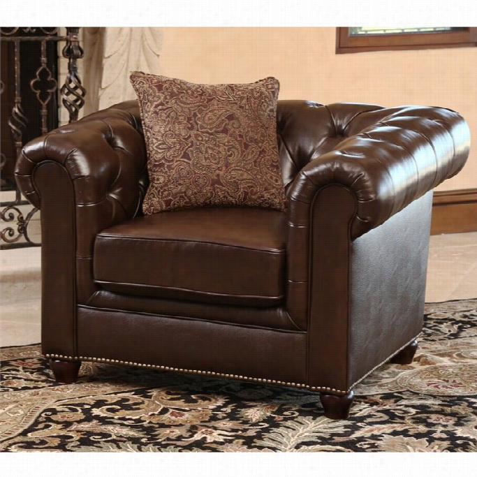 Abbyson Living Alexandra Leather Arm Chair In Brown