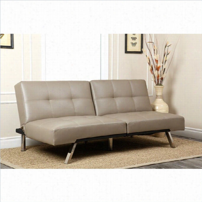 Abbyson Living Jakarta Leather Convertible Sofa In Gray