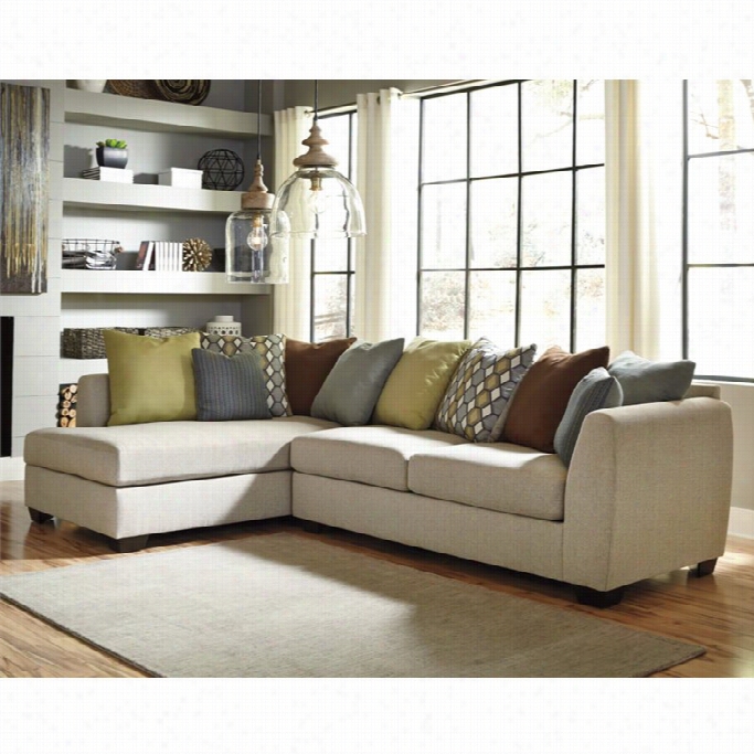 Ashley Casheral 2 Piec Elleft Fabric Corneer Chaise Sectional In Ilnen