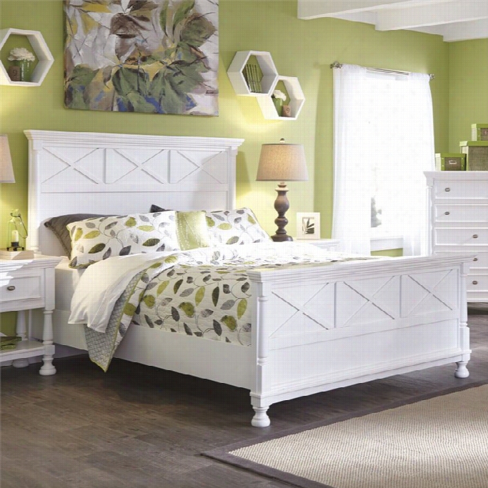 Ashley Kaslyn Wood Queen Panel Bed In White