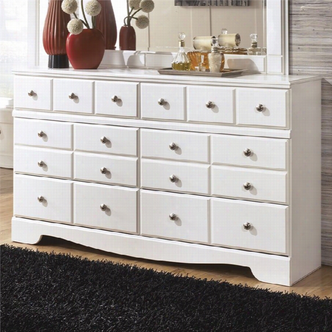 Ashley Weeki 6 Drawer Wood Double Dresse In White