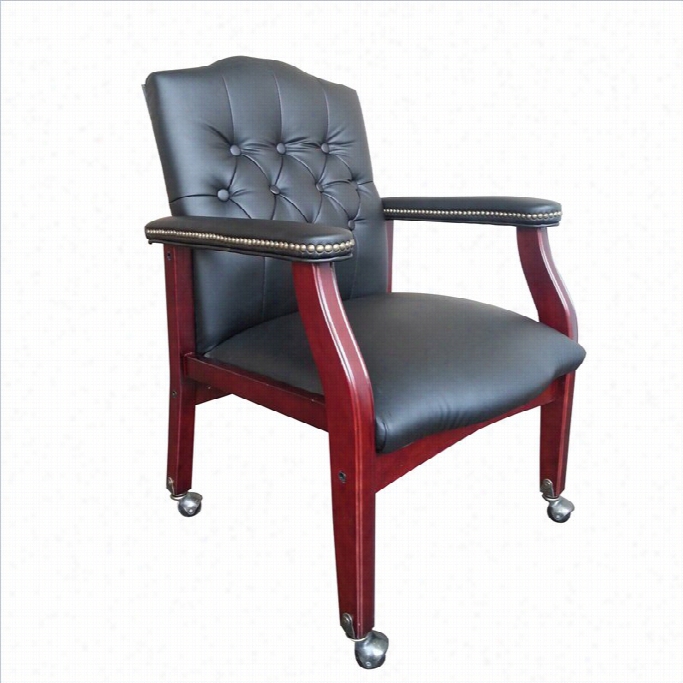Boss Office Caressoft Guest Ofice Chair In Black And Mahogany