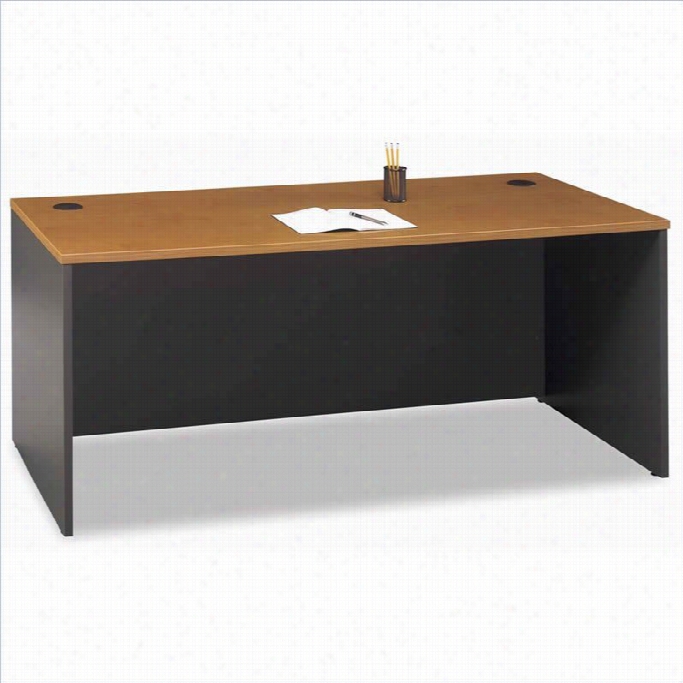 Bush Bbf Series C 71 Wood Desk With Two Lateral Fi Les In Natur Al Cherry