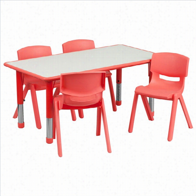Flash Furniture Plsstic Activity Table Set Wi Th 4 Schoop Sstacking Chairs In Red