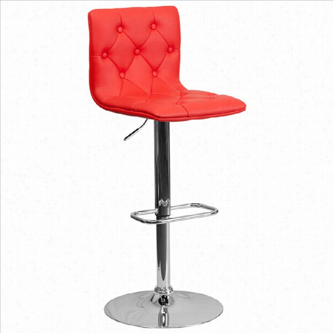 Fash Furniture Tuftde Axjustable Bar Stool In Red