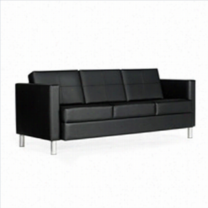 Global Citi Tthree Seater Leather Soffa In Black