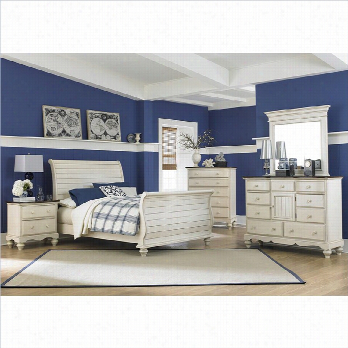 Hillsdale Languish Island Ssleigh 5 Pc Bedromo In Old White-queen