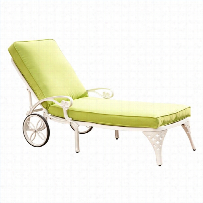 Home Styles Biscayne White Chaisee Lounge Chair Green Apple Cushion