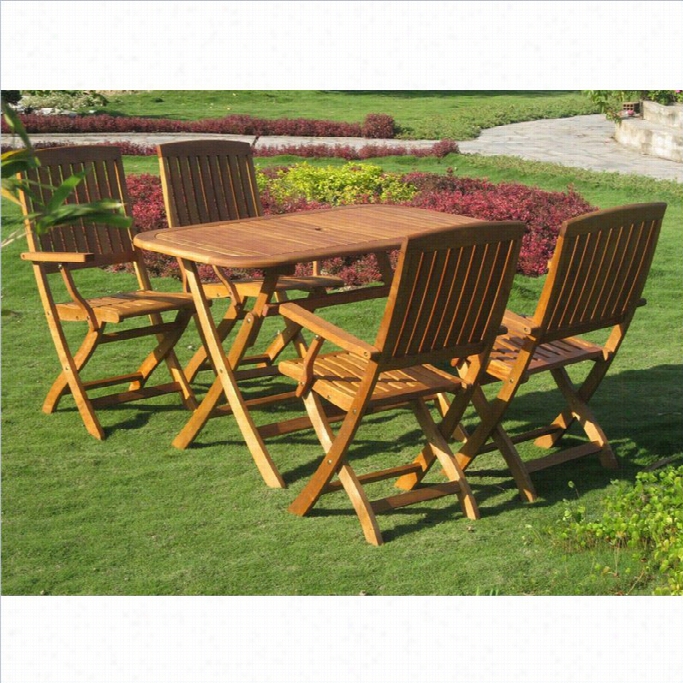 International C Aravan Almeria 5 Piece Wood Ppatio Dining Set In Ntural