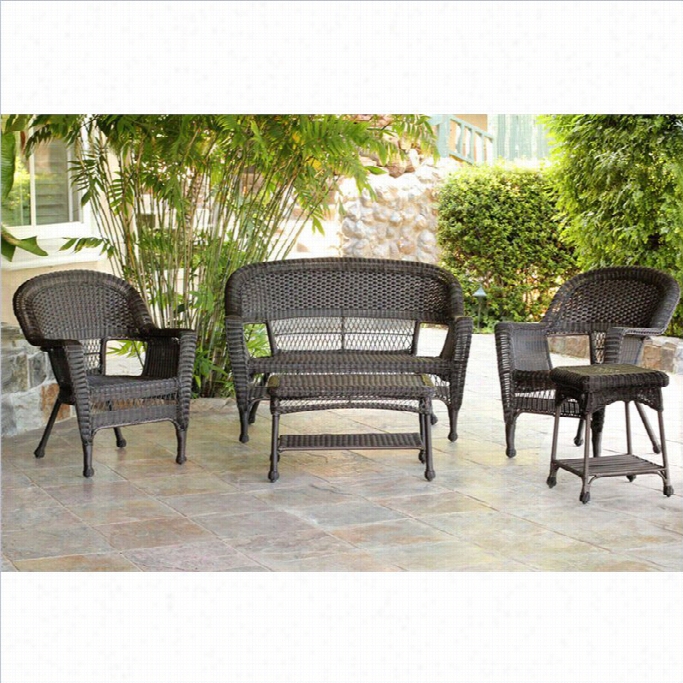 Jeco 5pc Eepresso Wicker Conversation Set