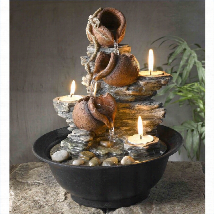 Jeco Tavolo Uci Mini Pot Tabletop Fountain With Candle