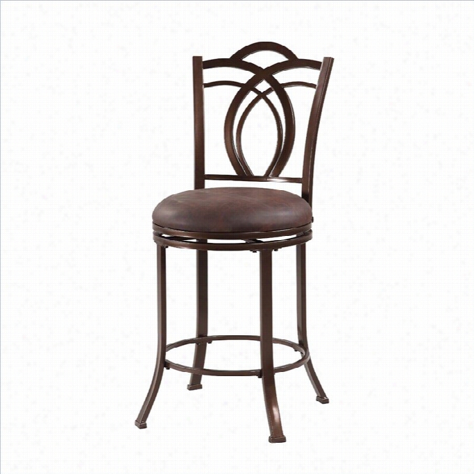 Linon Calif 24 Metal Counter Stool In Coffee Brown