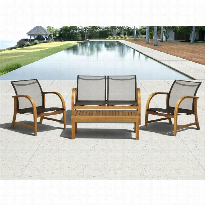 Manhattan 4 Pc Patio Deep Seating Set In Eucalypt Us Wood