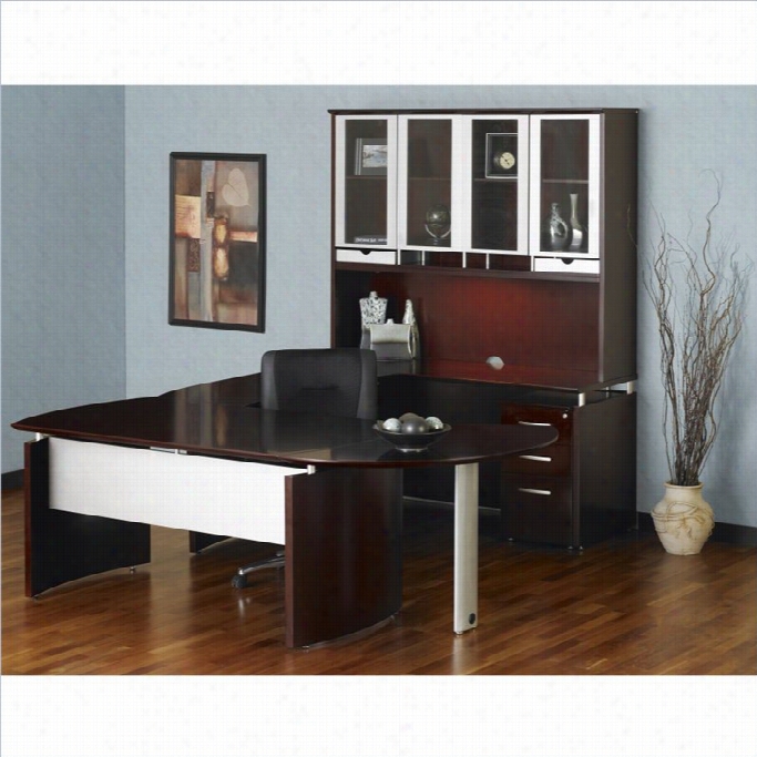 Mayline Napoli 72 Wood Right Hand U-shaped Desk In Mahogany