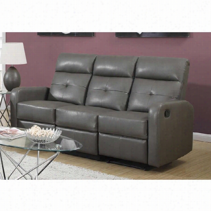 Monarch Leather  Sofa In Charcoal Grey