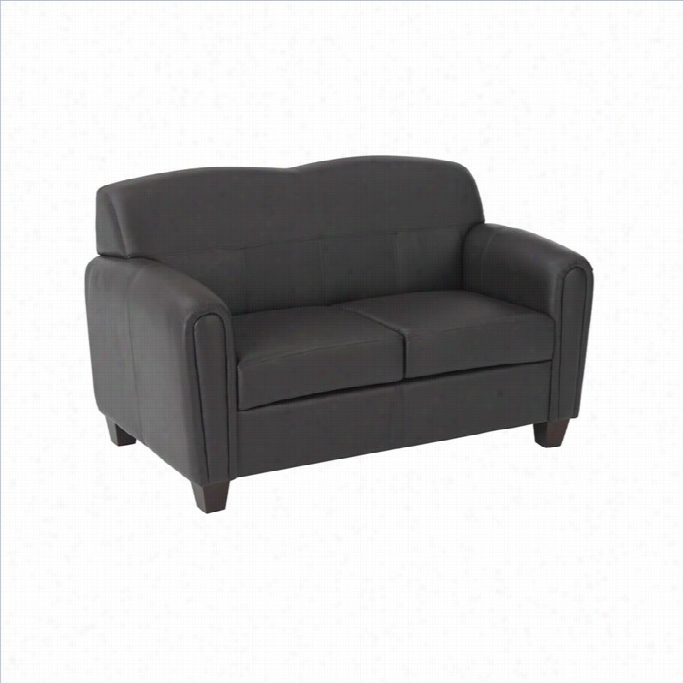 Office Star Pillar Faux Leather Love Seat In Espresso