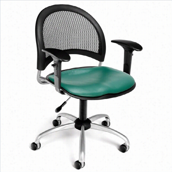 Ofm Moon Swivel Vinyl Ofice Chair With Arms In Teal