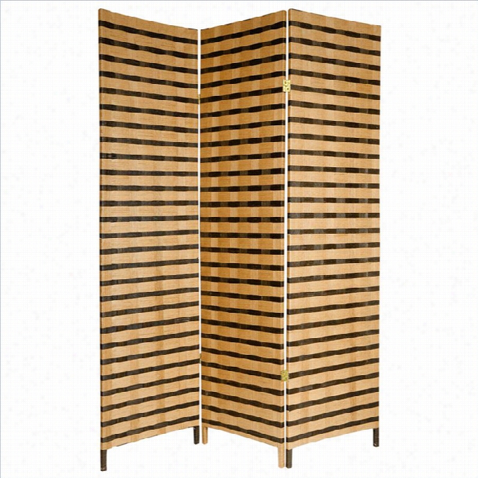 Oriental Furnituree6  ' Tall 3 Panel Room Distributer In Tan And Brown