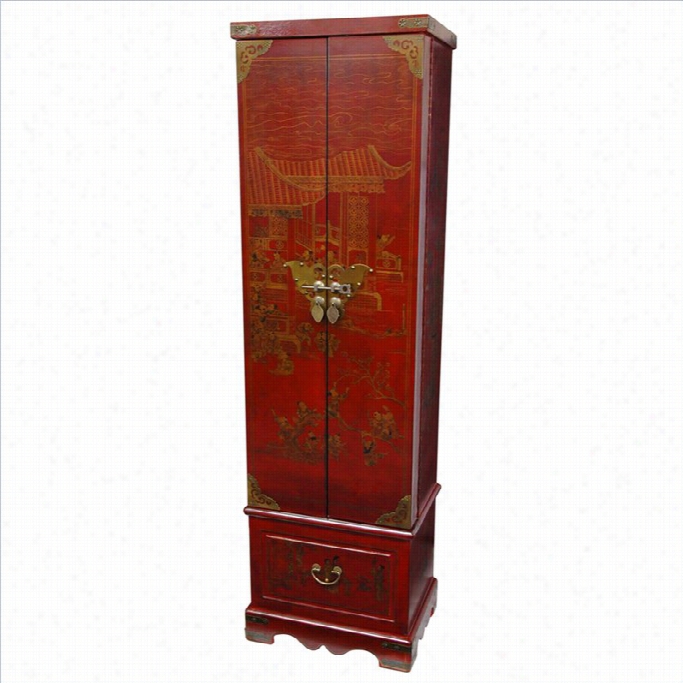 Oriental Furniture Floor Ewelry Armoire In Red