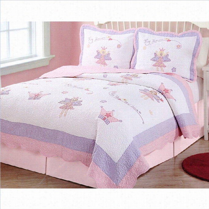 Pem America Fairy Princess Quilt Set In Pink And Purple-ttwin