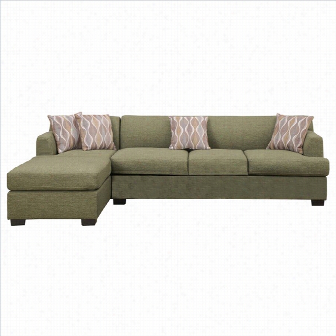 Poundex Bobkona Hudson 2 Piece Reversible Sectional Sofa In Peridot