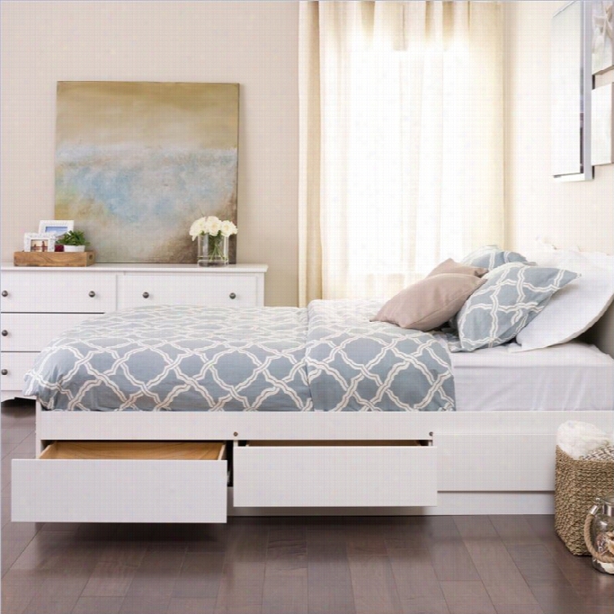 Prepac Moonterey White Queen Pl Atform Storge Bed