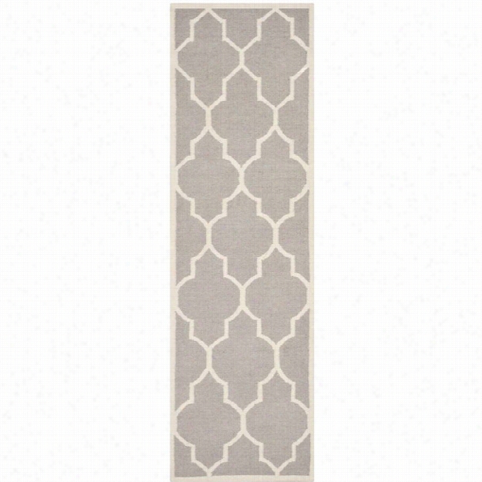 Safavieh Dhurries Dark Grey Contemporary Rug - Runner 2'6 X 6'