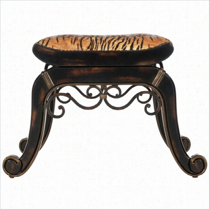 Safavieh Marion Stool In Dark Bbrown And Tiger