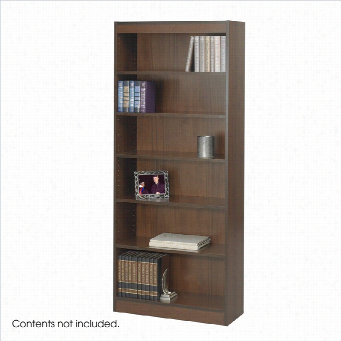Safco Workspsce Six Shelf  30w Babh Bookcase In Walnut