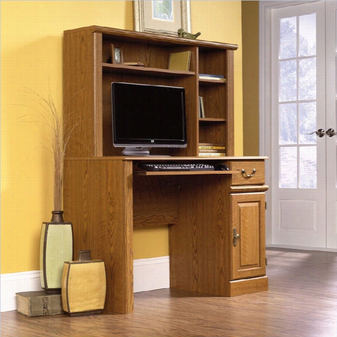 Sauder Orchard Hills Small Wood Computer Desk With Hutvh In Carolina Oak