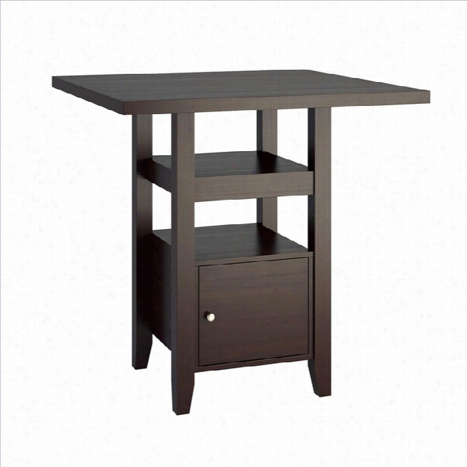 Sonax Corliving Bistro 36 Counter Height Cappuccino Dining Table With Cabinet