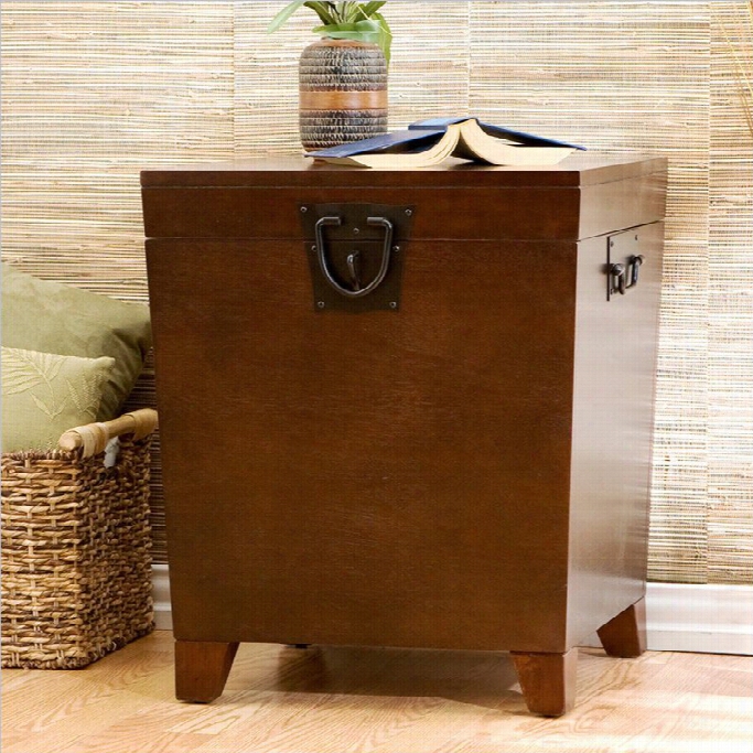 Southern Enterprises Wood Espresso Square Pyramid Trunk End Table