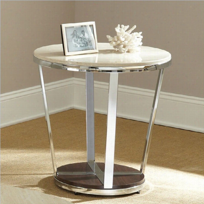 Steve Silver Compayn Bosco Faux Marble Round End Table In Espresso