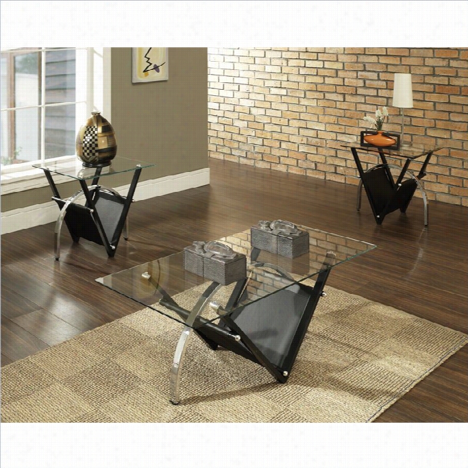 Steve Silver Company Tribeecca 3 Piece Coffee Table Set In Black