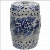 Oriental Furniture 18 Garden Stool in Blue and White