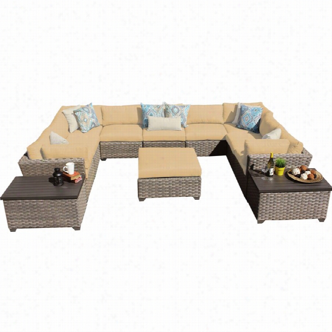 Tkc Monterey 12 Pieec Outdoor Wicker Sofa Set In Sesame