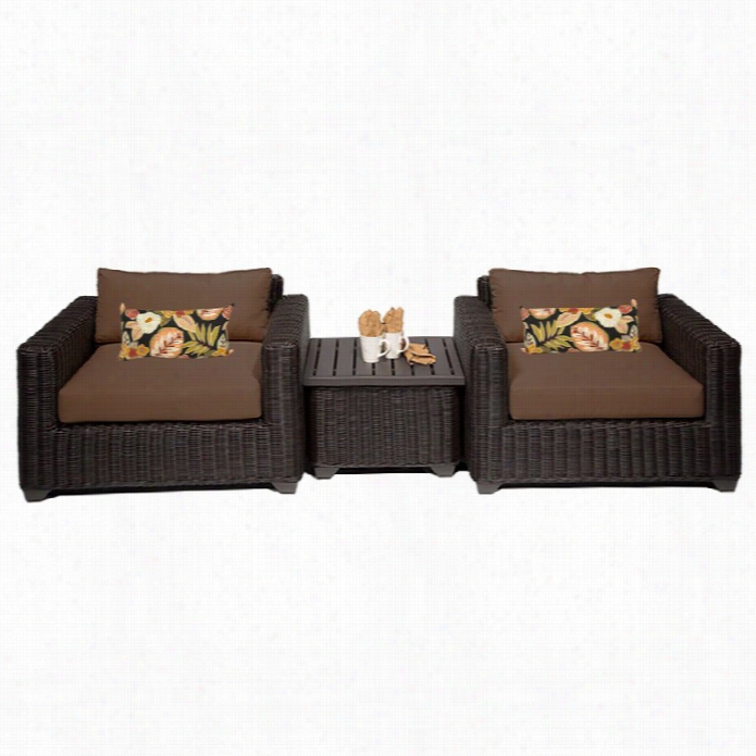 Tkc Venice 3 Piece Outdoor Wiicker Sofa Set In Cocoa