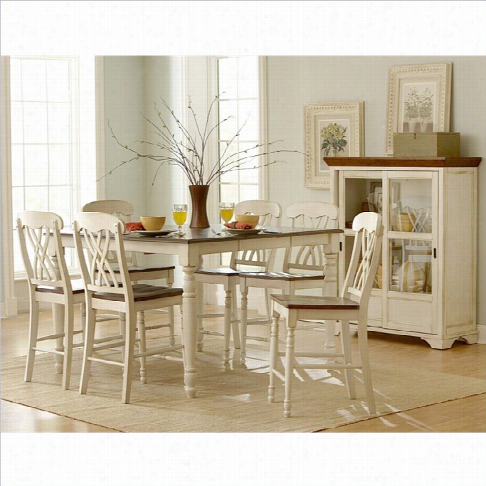 Trent Homeohana Counter Height Dining Table In White