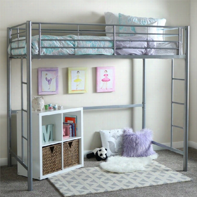 Walker Edison Metal Twin Loft Bunkk Bed In Silver