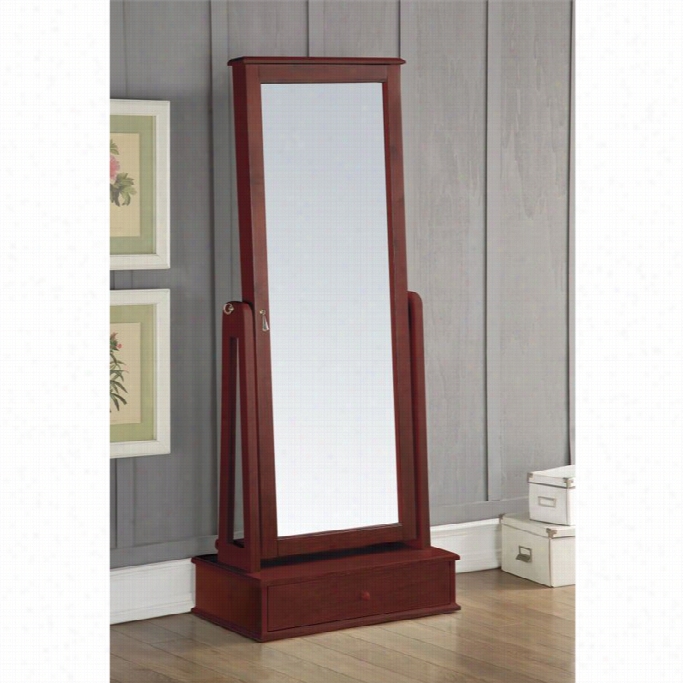 Acme Traci Mirror Jewelry Armoire In Cherryr