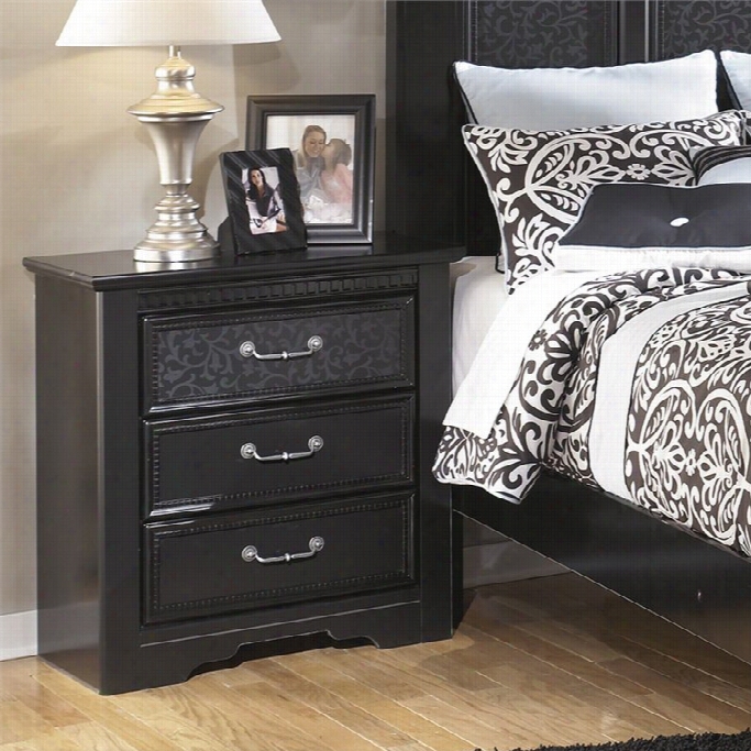 Ashldy Cavallino 3 Drawer Woo D Nightstand In Black