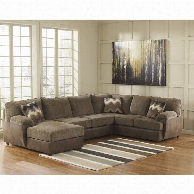 Ashley Clad Io 3 Piece Left Sectional In Hickor Y