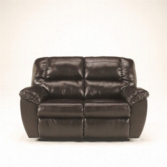 Ashley Furniture Rouge Leather Power Reclining Loveseat In Mahogany