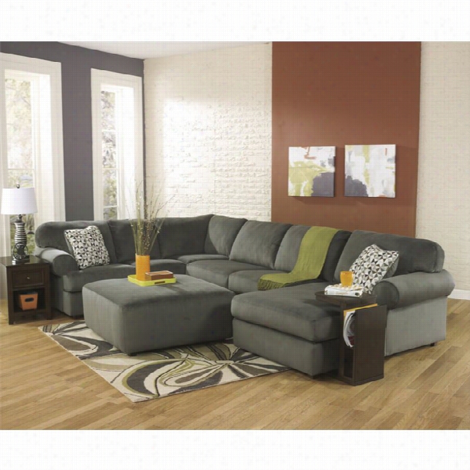 Ashley Jessa Place 4 Piece Right Chaise Sectional In Pewter