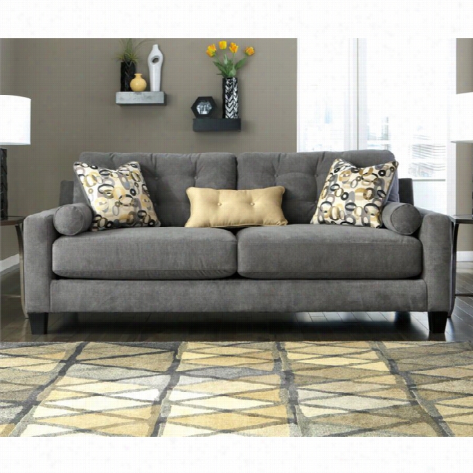 Ashley Mallbern Fabric Sofa In Charcoal