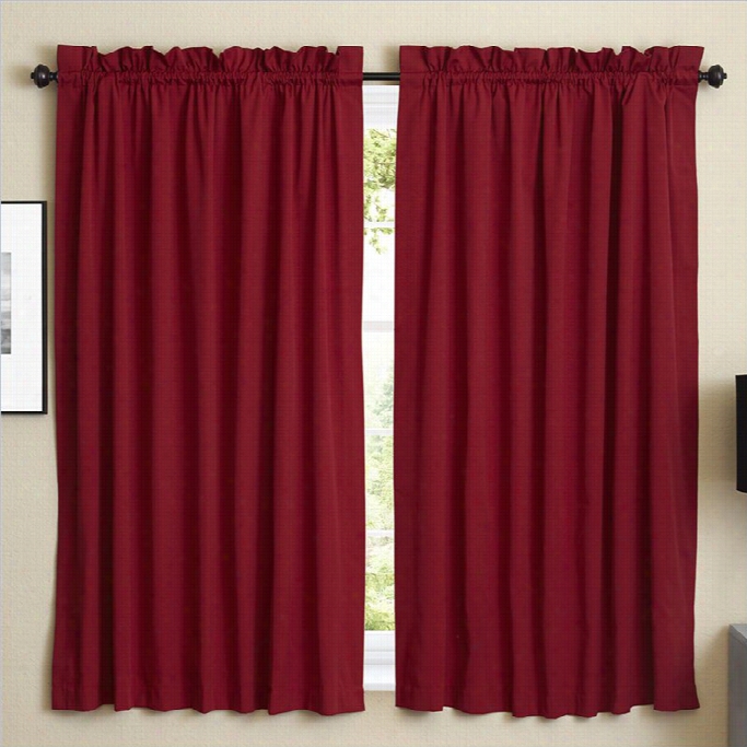 Blazing Needles Twill Curtain Panels In Ruby Red (set Of 2)