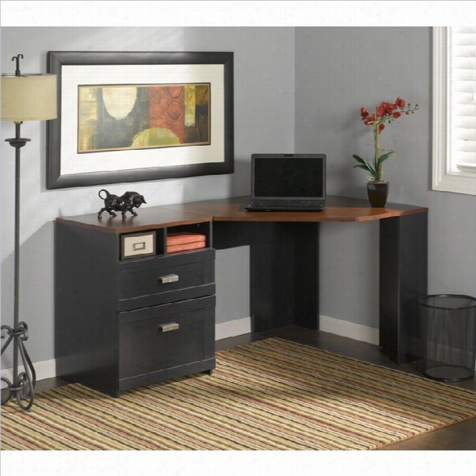 Bush Wheaton Corner Comppu Ter Desk In Antique Black