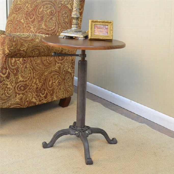 Catolina Cclassic Vintage Farmhouse Adjustable Accent Table In Brown