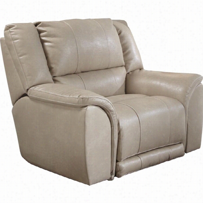 Catnapper Carmine Lay Flat Leather Recliner In Pebble