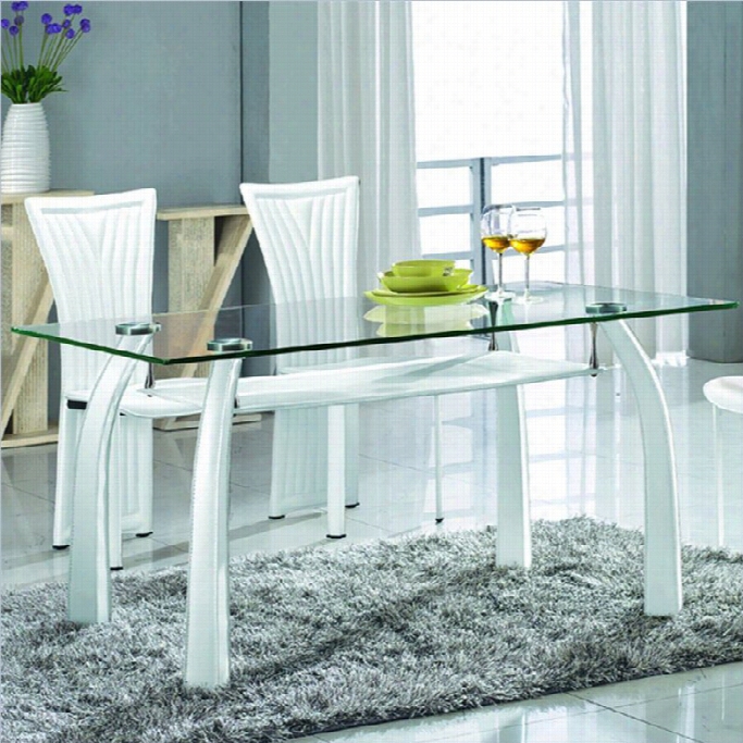 Chintaly Ramona Rectangular Glass  Dining Tahle Top In Clear And White